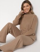 j&x Compleu Tricotat Bej închis din Bumbac și Lână Pulover Lung și Pantaloni Largi Reinesa
