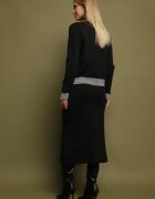 j&x Compleu Tricotat Gri cu Bumbac Cardigan și Fustă Amantta
