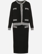 j&x Compleu Tricotat Gri cu Bumbac Cardigan și Fustă Amantta
