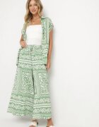 j&x Compleu Verde deschis cu Viscoză cu Motiv Floral Cămașă și Pantaloni Sonaniella