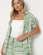 j&x Compleu Verde deschis cu Viscoză cu Motiv Floral Cămașă și Pantaloni Sonaniella