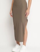 j&x Compleu Verde din Tricot Reiat Top cu Bretele Late și Fustă cu Șliț pe Lateral Uola
