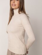 j&x Cu guler înalt din viscoză în stil clasic Timme Bej deschis