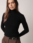 j&x Cu guler înalt din viscoză în stil clasic Timme Negru