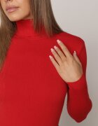j&x Cu guler înalt din viscoză în stil clasic Timme Roșu