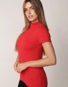 j&x Cu guler înalt din viscoză și mânecă scurtă Gobeli Roșu
