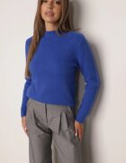 j&x Cu guler înalt minimalist cu lână și manșete striate Jazuria Albastru