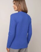 j&x Cu guler înalt minimalist cu lână și manșete striate Jazuria Albastru