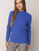 j&x Cu guler înalt minimalist cu lână și manșete striate Jazuria Albastru