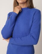 j&x Cu guler înalt minimalist cu lână și manșete striate Jazuria Albastru