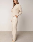 j&x Cu guler înalt minimalist cu lână și manșete striate Jazuria Bej