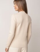 j&x Cu guler înalt minimalist cu lână și manșete striate Jazuria Bej