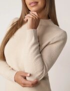 j&x Cu guler înalt minimalist cu lână și manșete striate Jazuria Bej