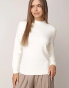 j&x Cu guler înalt minimalist cu lână și manșete striate Jazuria Bej deschis