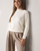 j&x Cu guler înalt minimalist cu lână și manșete striate Jazuria Bej deschis