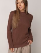 j&x Cu guler înalt minimalist cu lână și manșete striate Jazuria Maro
