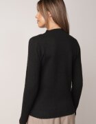 j&x Cu guler înalt minimalist cu lână și manșete striate Jazuria Negru