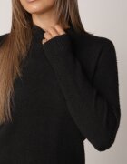 j&x Cu guler înalt minimalist cu lână și manșete striate Jazuria Negru
