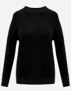 j&x Cu guler înalt minimalist cu lână și manșete striate Jazuria Negru