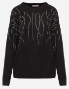 j&x Elegant Pulover cu lână decorat cu zirconii Witra Negru