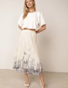 j&x Fustă plisată în croi evazat cu broderie florală Atizin Bej deschis