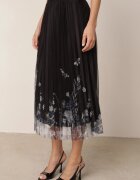 j&x Fustă plisată în croi evazat cu broderie florală Atizin Bleumarin