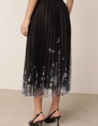 j&x Fustă plisată în croi evazat cu broderie florală Atizin Bleumarin