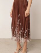 j&x Fustă plisată în croi evazat cu broderie florală Atizin Maro