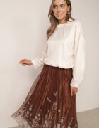 j&x Fustă plisată în croi evazat cu broderie florală Atizin Maro