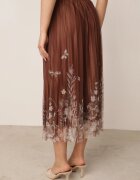 j&x Fustă plisată în croi evazat cu broderie florală Atizin Maro
