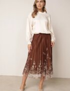 j&x Fustă plisată în croi evazat cu broderie florală Atizin Maro