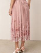 j&x Fustă plisată în croi evazat cu broderie florală Atizin Roz