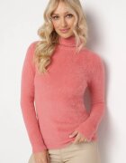 j&x Golf Roz Elastic cu Țesătură Pufoasă cu Lână Doulcet
