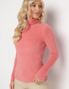 j&x Golf Roz Elastic cu Țesătură Pufoasă cu Lână Doulcet