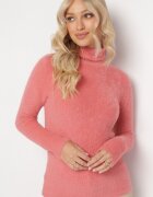 j&x Golf Roz Elastic cu Țesătură Pufoasă cu Lână Doulcet