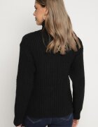 j&x Helancă Neagră cu Lână Relief și Bordură Elastică Miaraia