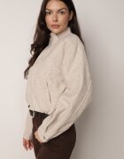 j&x Jachetă bomber de tranziție cu guler tip tunică din lână și bumbac Hanusa Bej