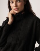 j&x Jachetă bomber de tranziție cu guler tip tunică din lână și bumbac Hanusa Neagră