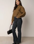 j&x Jachetă bomber de tranziție cu guler tip tunică din lână și bumbac Hanusa Verde