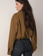 j&x Jachetă bomber de tranziție cu guler tip tunică din lână și bumbac Hanusa Verde