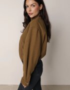 j&x Jachetă bomber de tranziție cu guler tip tunică din lână și bumbac Hanusa Verde