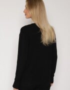 j&x Kardigan Negru cu Bumbac Decorat cu Model Împletit și Buzunare Mevesava