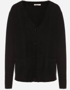 j&x Kardigan Negru cu Bumbac Decorat cu Model Împletit și Buzunare Mevesava