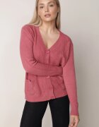 j&x Kardigan roz închis din bumbac decorat cu model împletit și cu buzunare Mevesava