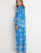 j&x Komplet Albastru în Stil Rustic Bluză Lejeră și Pantaloni din Viscoză Emilaris