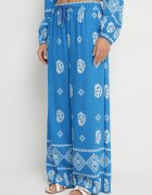 j&x Komplet Albastru în Stil Rustic Bluză Lejeră și Pantaloni din Viscoză Emilaris