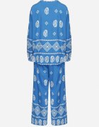 j&x Komplet Albastru în Stil Rustic Bluză Lejeră și Pantaloni din Viscoză Emilaris