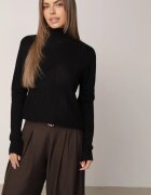 j&x Maletă Neagră cu Mânecă Lungă și cu Model Tricotat Lobbere