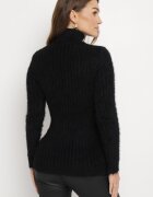 j&x Maletă Pufoasă Neagră cu Lână și Mânecă Lungă Bullame