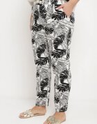 j&x Pantaloni Alb-Negru cu Talie Înaltă cu Buzunare cu Imprimeu Floral Givona